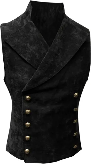 ZHUER Mens Cowboy Suede Leather Vest - Retro Faux Suede Waistcoat for Men - Slim Fit Sleeveless Casual Vest Jacket