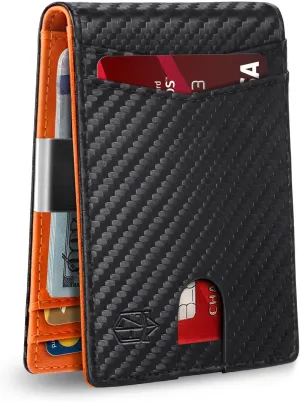 Zitahli Slim Wallet for Men Gifts 12 Card Slots ID Window With Money Clip Minimalist RFID Front Pocket Bifold Leather Small Thin Gift Box Dad Birthday Christmas Regalos Hombres