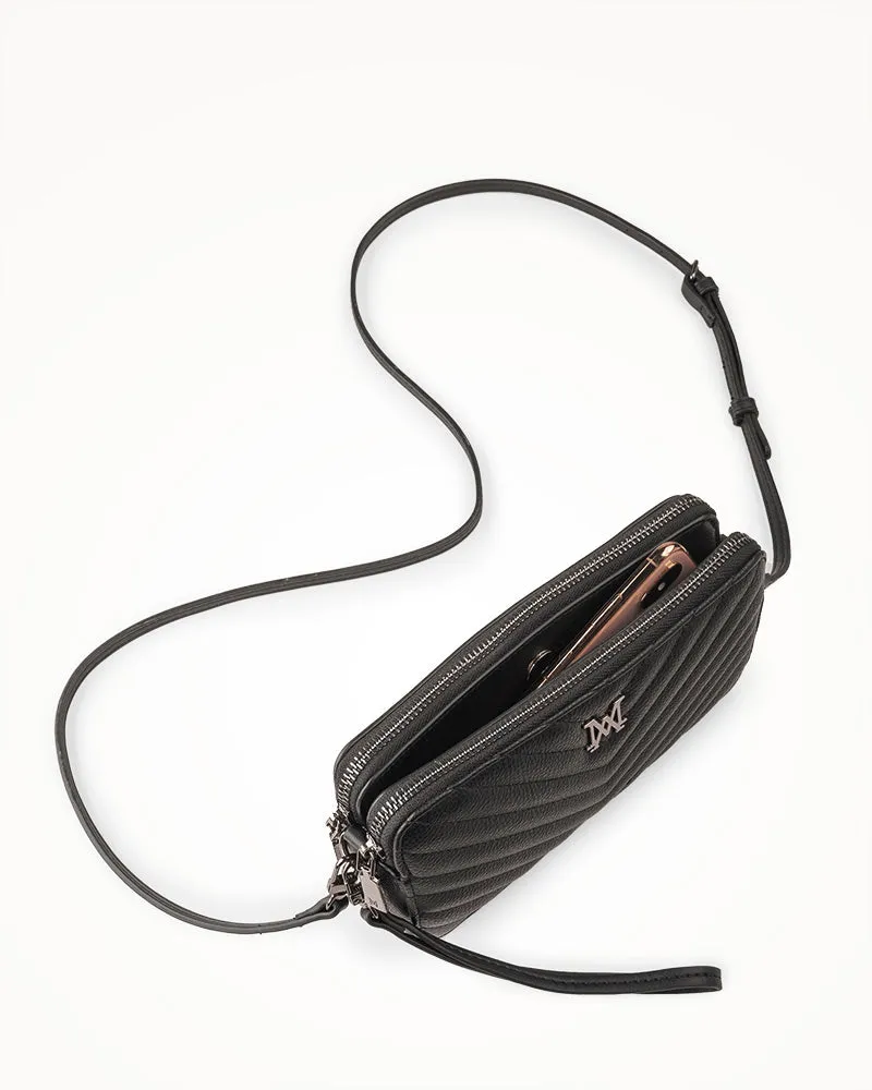 Zoe V-Stitch Slim Double Zip Camera Bag With Detachable Wrist Strap