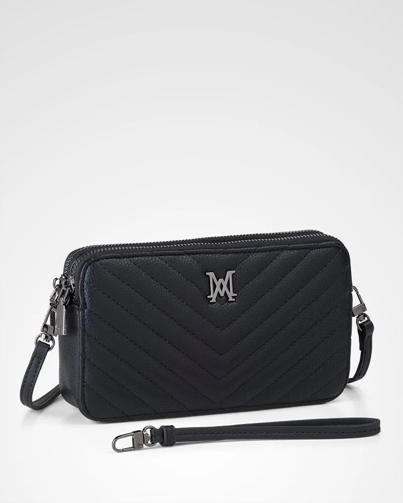Zoe V-Stitch Slim Double Zip Camera Bag With Detachable Wrist Strap